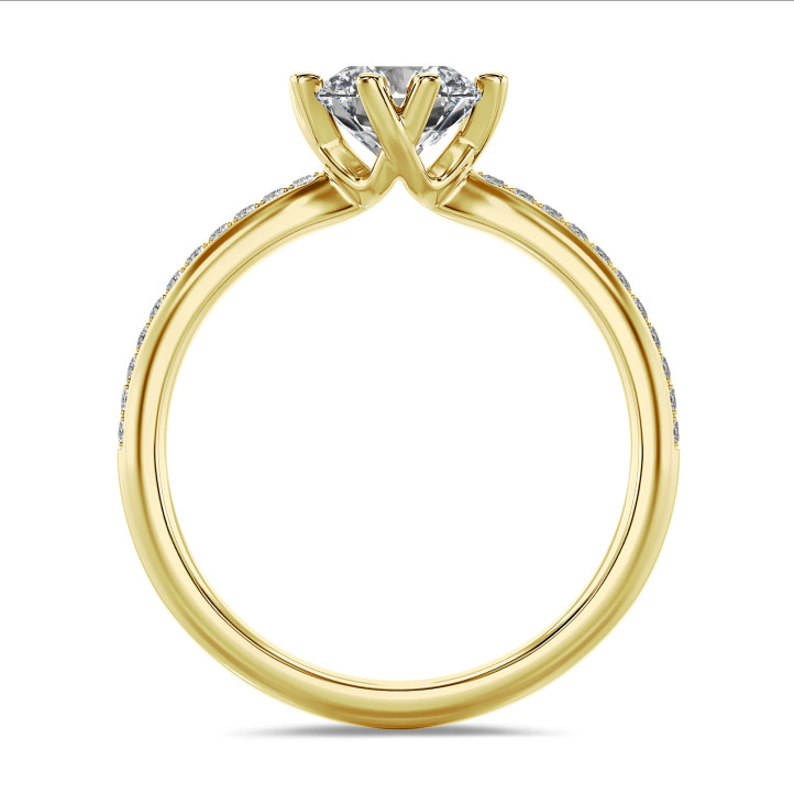 1.50 carat bague solitaire en or jaune avec diamants de laboratoire sur les côtés
