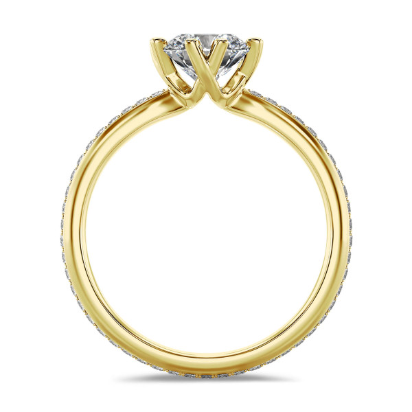 2.00 carats bague solitaire en or jaune avec diamants de laboratoire ronds (tour complet)
