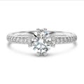 1.20 carat bague solitaire en or blanc avec diamants de laboratoire sur les côtés