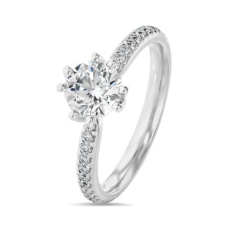 1.50 carats bague solitaire en or blanc avec diamants de laboratoire ronds (tour complet)