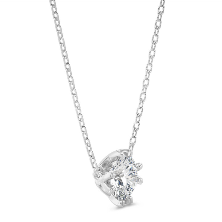 2.00 carat pendentif solitaire en or blanc avec diamant de laboratoire rond