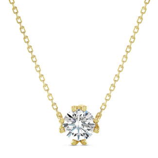 2.00 carat pendentif solitaire en or jaune avec diamant de laboratoire rond