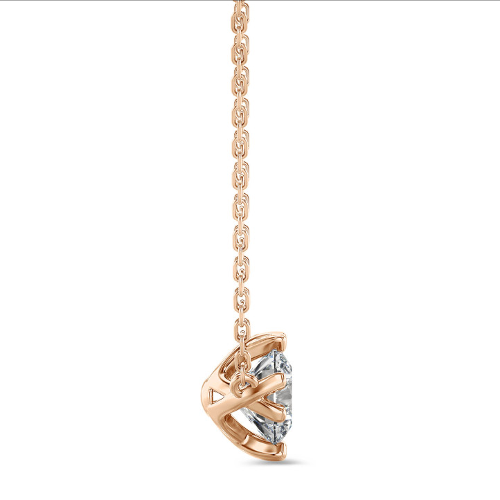 2.00 carat pendentif solitaire en or rouge avec diamant de laboratoire rond