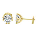 2.00 carats boucles d'oreilles solitaires en or jaune avec huit griffes