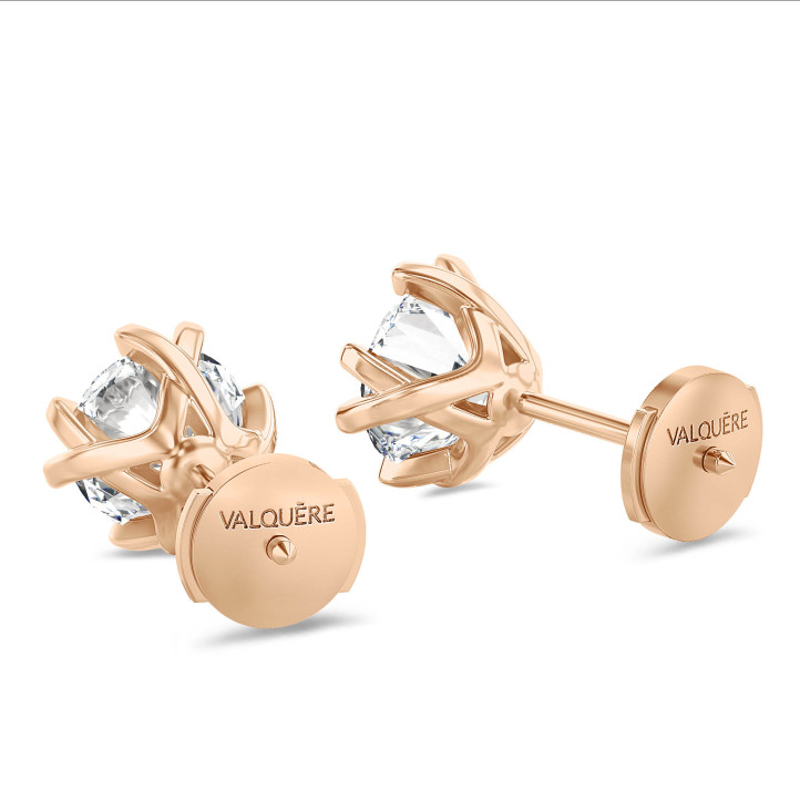 3.00 carats boucles d'oreilles solitaires en or rouge avec huit griffes