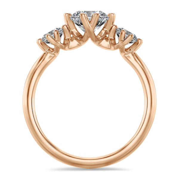 1.60 carat bague trilogie en or rouge avec diamants de laboratoire ronds
