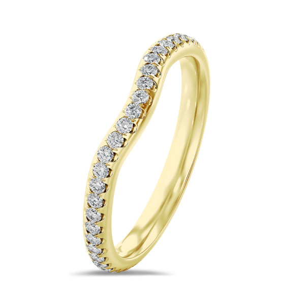 Bagues - 0.45 carat alliance courbe (tour complet) en or jaune et diamants de laboratoire