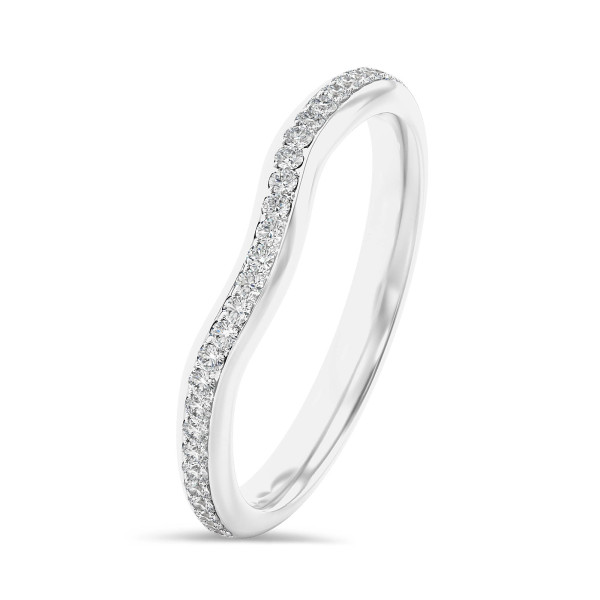 0.23 carat alliance courbe (demi-tour) en or blanc et diamants de laboratoire