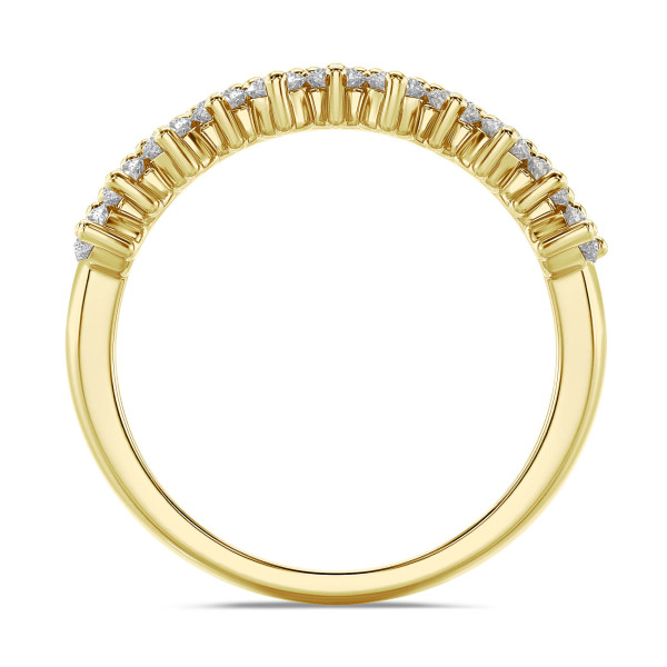 Reine d’Anvers - 1.20 carat alliance diamants de laboratoire positionés deux par deux en décalé en or jaune