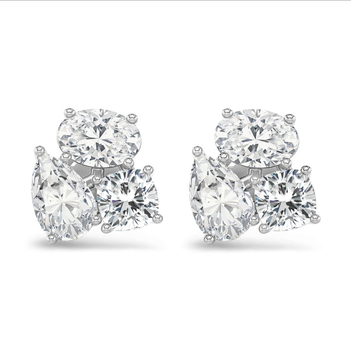6.00 carats Boucles d'oreilles trilogie en or blanc