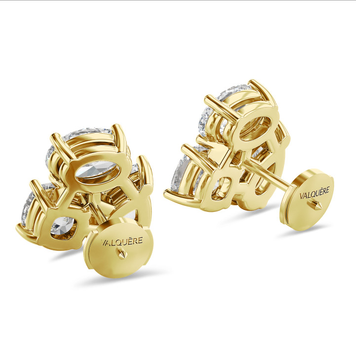 6.00 carats Boucles d'oreilles trilogie en or jaune