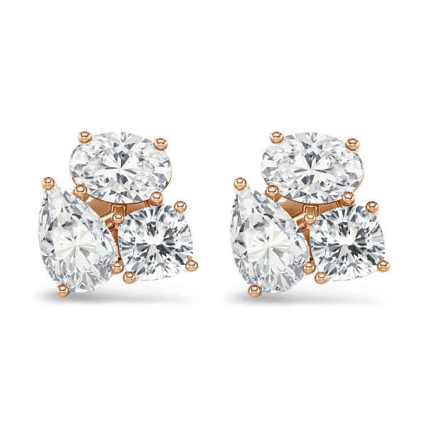 Nouveautés - 6.00 carats Boucles d'oreilles trilogie en or rouge