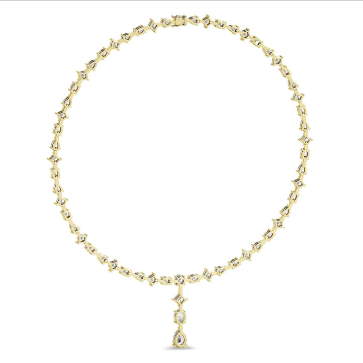 24.70 carat collier de diamants synthétiques en or jaune avec pendentif détachable