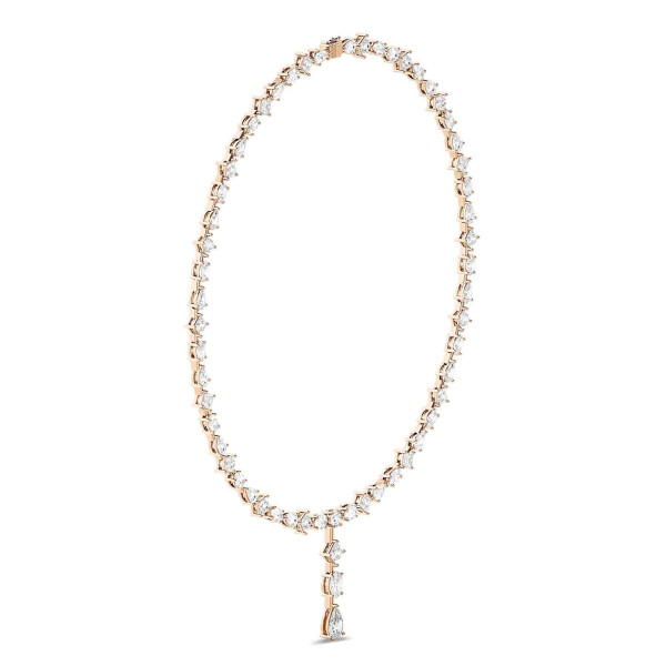 Nouveautés - 24.70 carat collier de diamants synthétiques en or rouge avec pendentif détachable