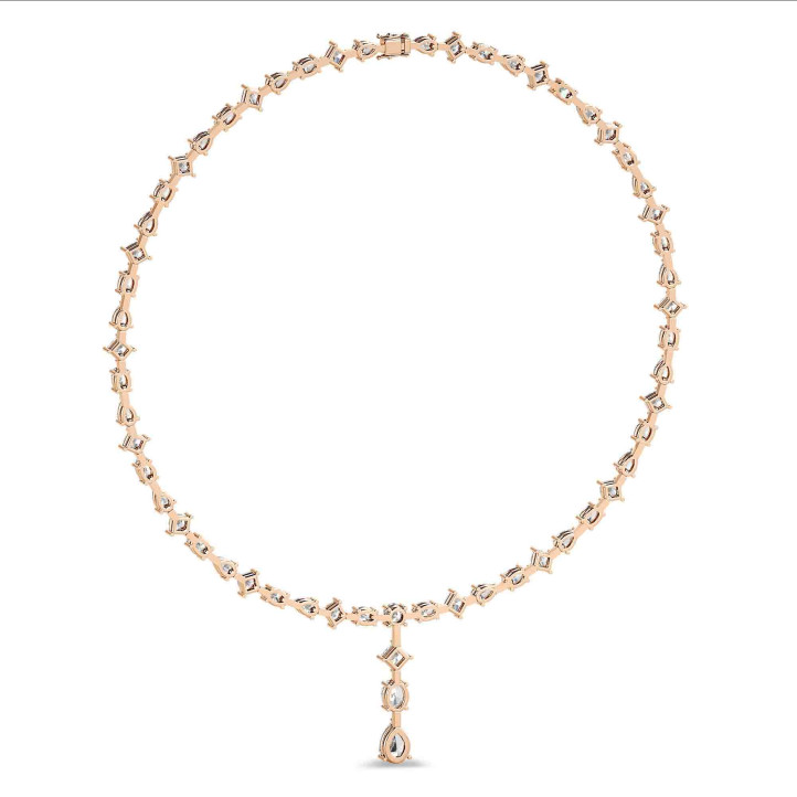 24.70 carat collier de diamants synthétiques en or rouge avec pendentif détachable