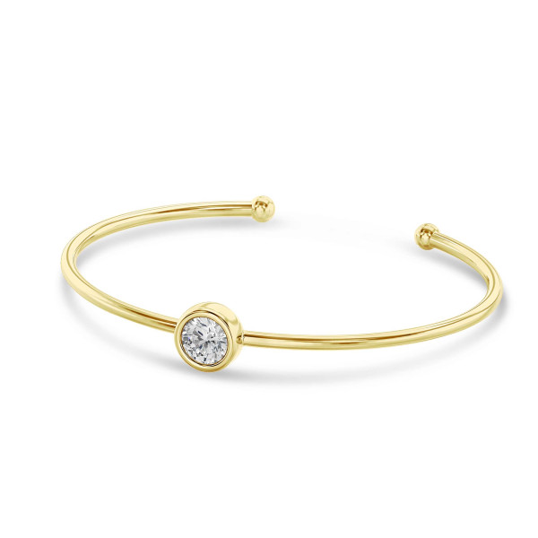 Bracelets - 1.00 carat bracelet en or jaune avec un diamant rond synthétique