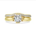 1.00 carat bague solitaire en or jaune avec diamant de laboratoire rond