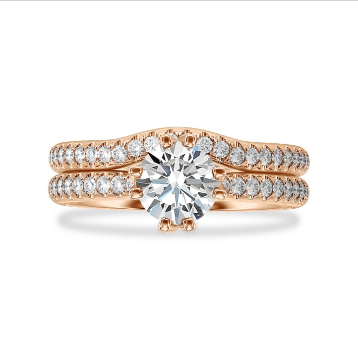 1.50 carats bague solitaire en or rouge avec diamants de laboratoire ronds (tour complet)