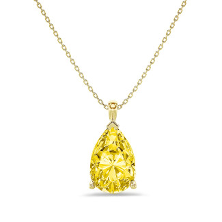 5.00 carat pendentif solitaire en or jaune avec diamant synthétique jaune taille poire 