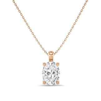 5.00 carat Pendentif solitaire avec diamant synthétique ovale en or rouge