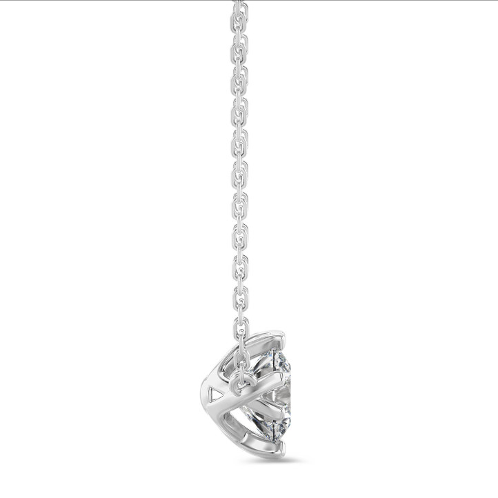 5.00 carat pendentif solitaire en or blanc avec diamant synthétique rond