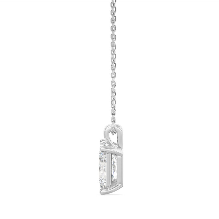1.00 carat Pendentif solitaire avec diamant de taille radiant synthétique en or blanc