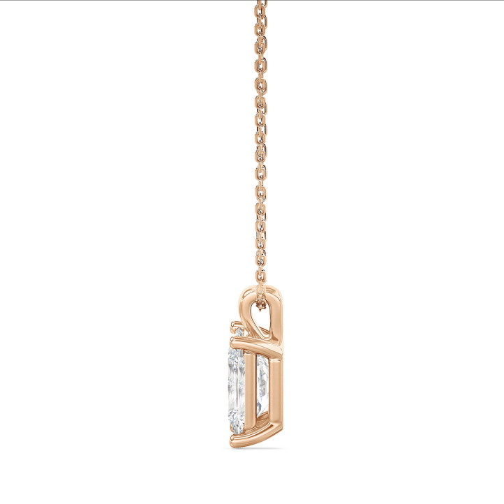 1.00 carat Pendentif solitaire avec diamant de taille radiant synthétique en or rouge
