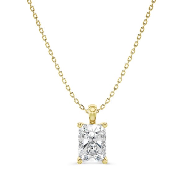Colliers - 1.00 carat Pendentif solitaire avec diamant de taille radiant synthétique en or jaune