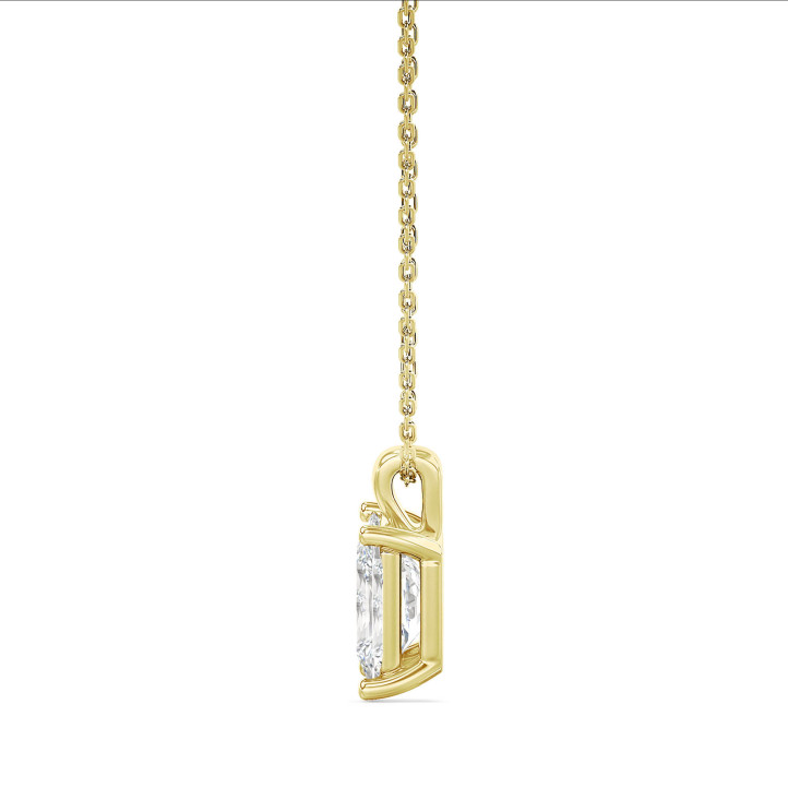 3.00 carat Pendentif solitaire avec diamant de taille radiant synthétique en or jaune