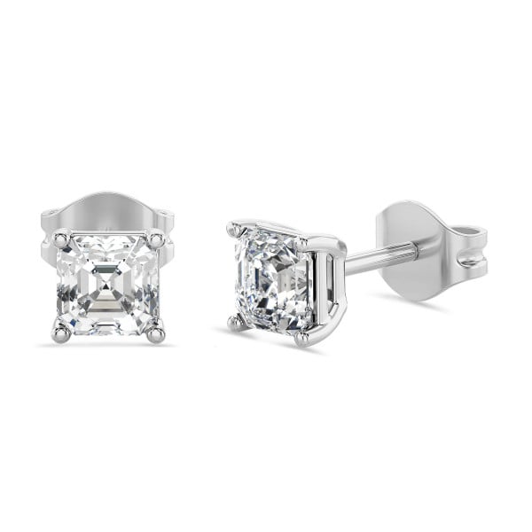 Boucles d'oreilles - 2.00 carats Boucles d'oreilles en or blanc avec diamants synthétiques taille asscher