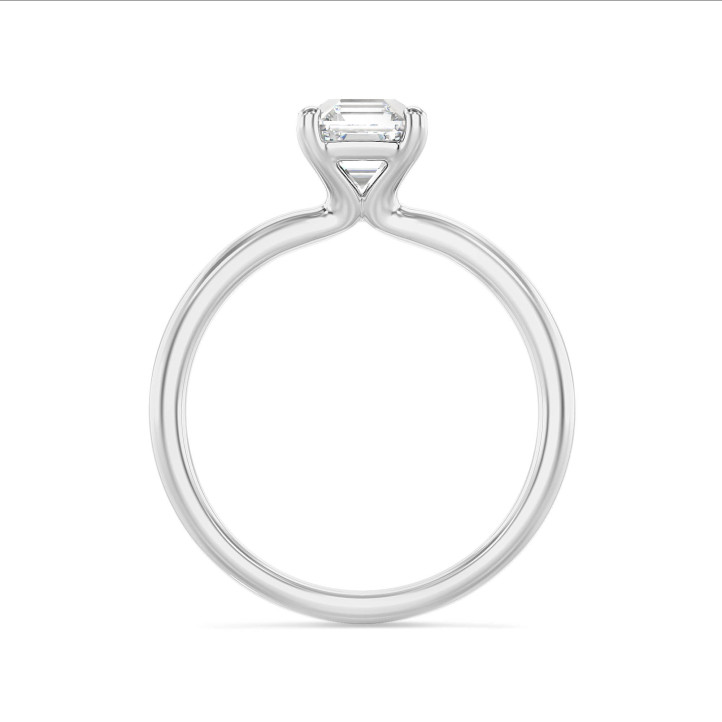 5.00 carat bague solitaire avec un diamant synthétique taille asscher en or blanc