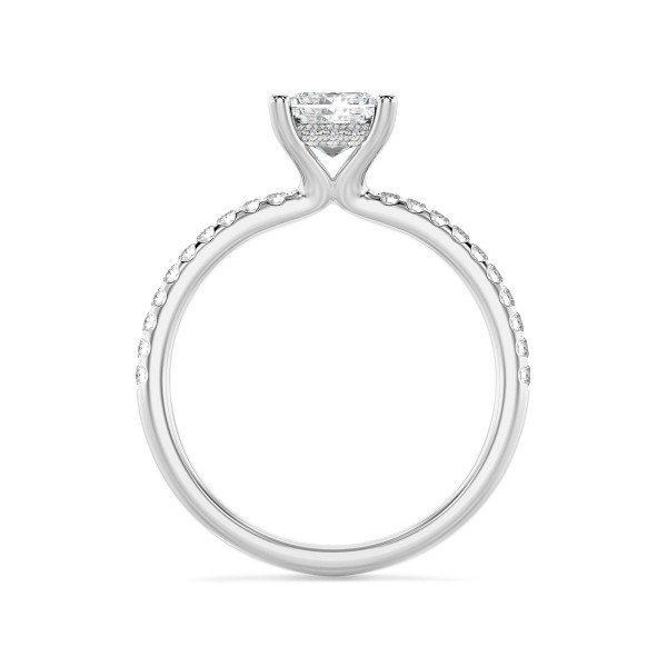 Nouveautés - 3.00 carats bague solitaire avec un diamant synthétique princess et un halo caché en or blanc