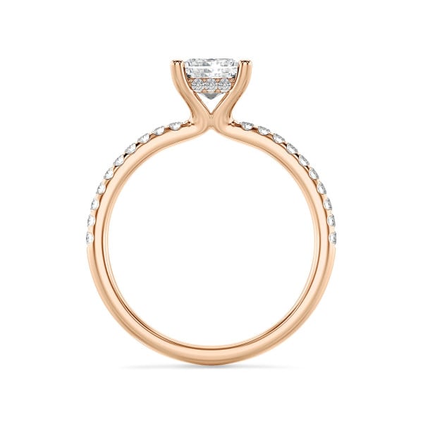 Nouveautés - 3.00 carats bague solitaire avec un diamant synthétique princess et un halo caché en or rouge