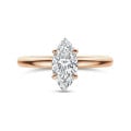 2.00 carat bague solitaire avec un diamant de laboratoire marquise en or rouge