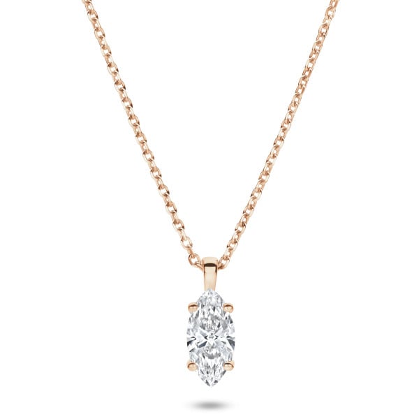 1.00 carat Pendentif solitaire avec diamant de laboratoire marquise en or rouge
