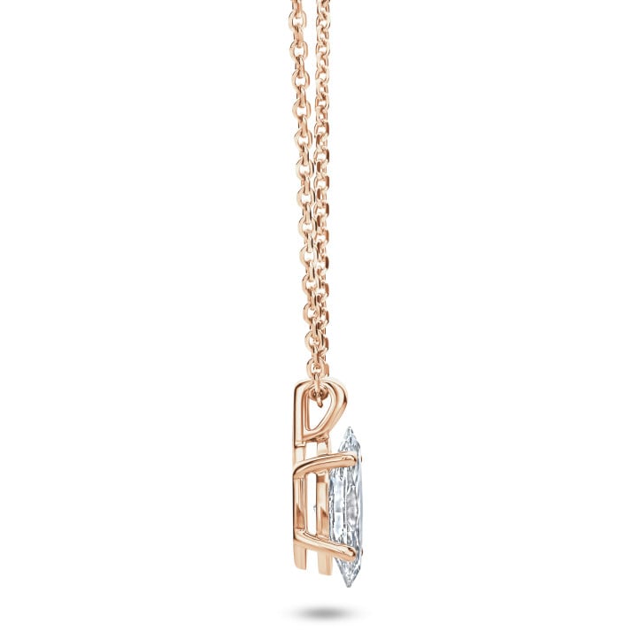 1.00 carat Pendentif solitaire avec diamant de laboratoire marquise en or rouge