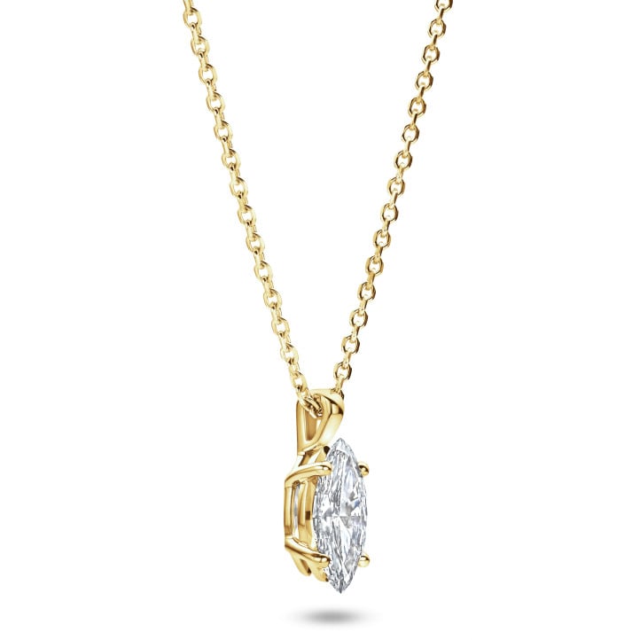 2.00 carat Pendentif solitaire avec diamant de laboratoire marquise en or jaune