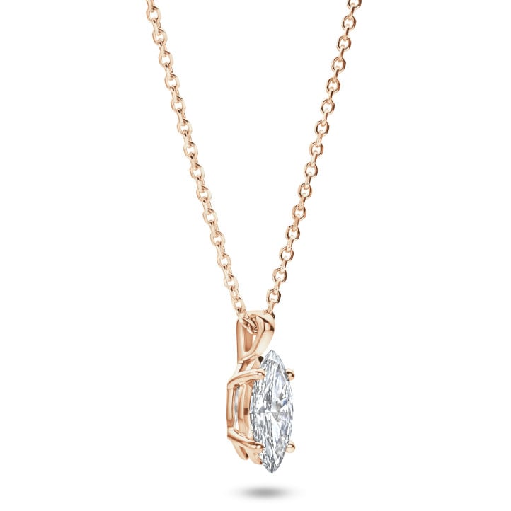 2.00 carat Pendentif solitaire avec diamant de laboratoire marquise en or rouge