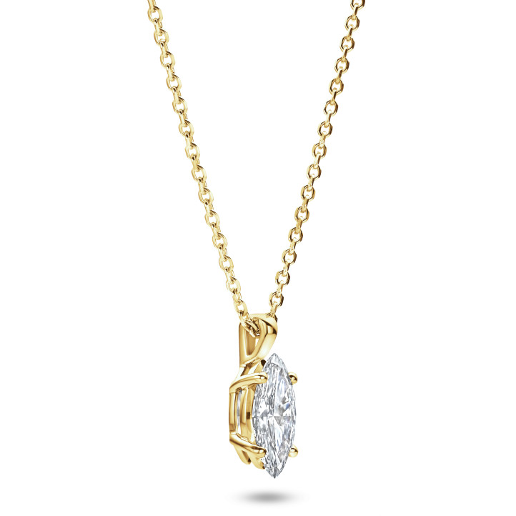 3.00 carat Pendentif solitaire avec diamant de laboratoire marquise en or jaune