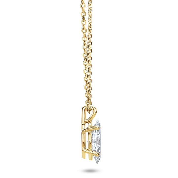 3.00 carat Pendentif solitaire avec diamant de laboratoire marquise en or jaune