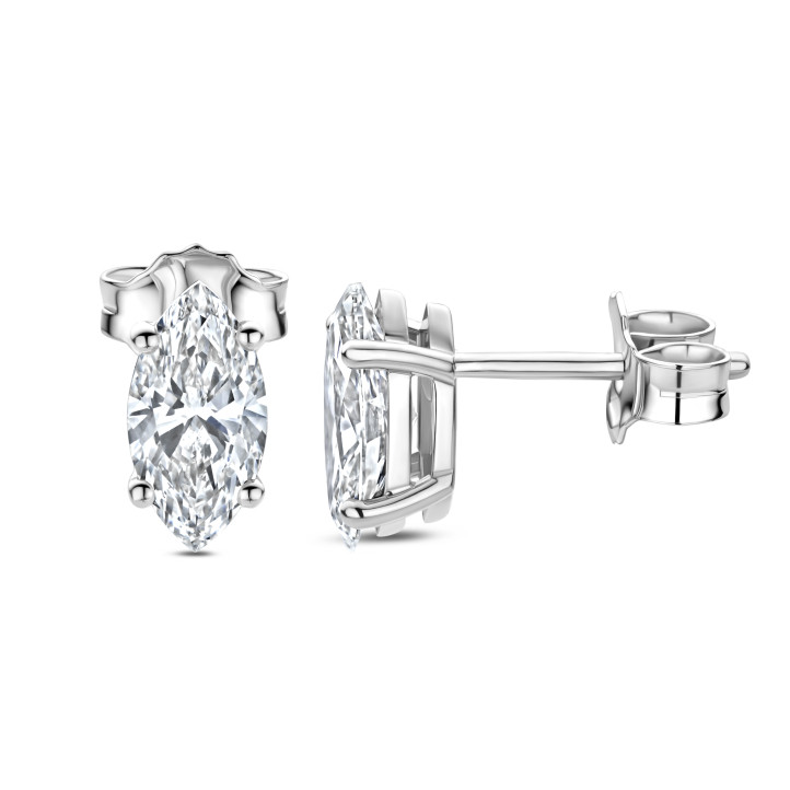 3.00 carats Boucles d'oreilles en or blanc avec diamant de laboratoire marquise solitaire