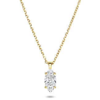 5.00 carat Pendentif solitaire avec diamant synthétique marquise en or jaune