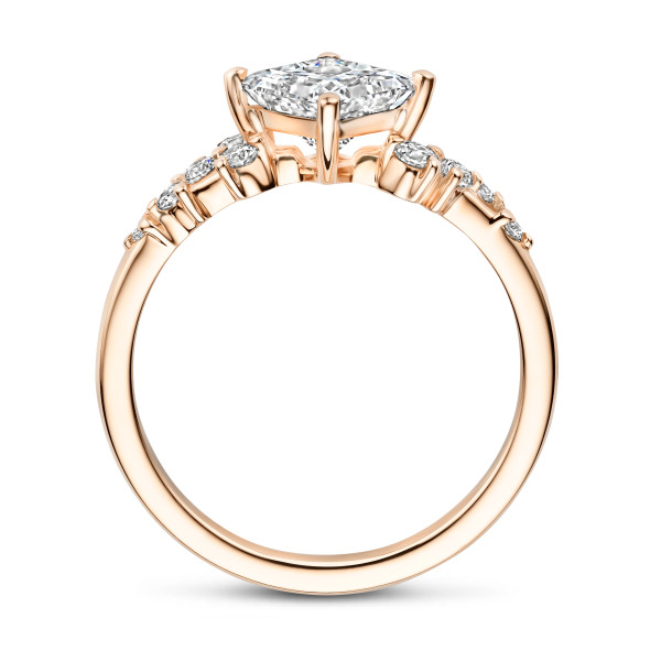 Bagues - Bague solitaire en grappe de 2.00 carat en or rouge avec un diamant taille princesse