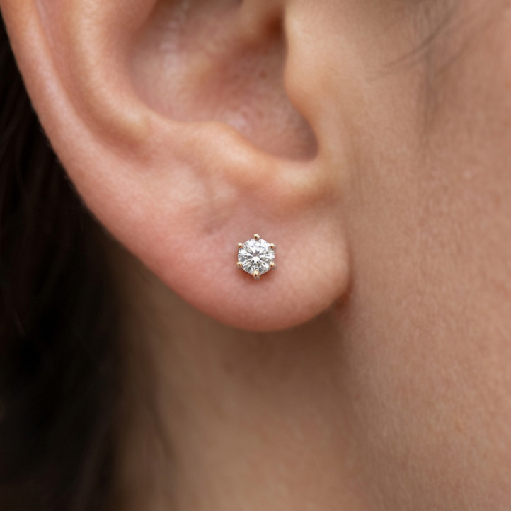 3.00 carats Boucles d'oreilles solitaires en or rouge avec diamants de laboratoire ronds