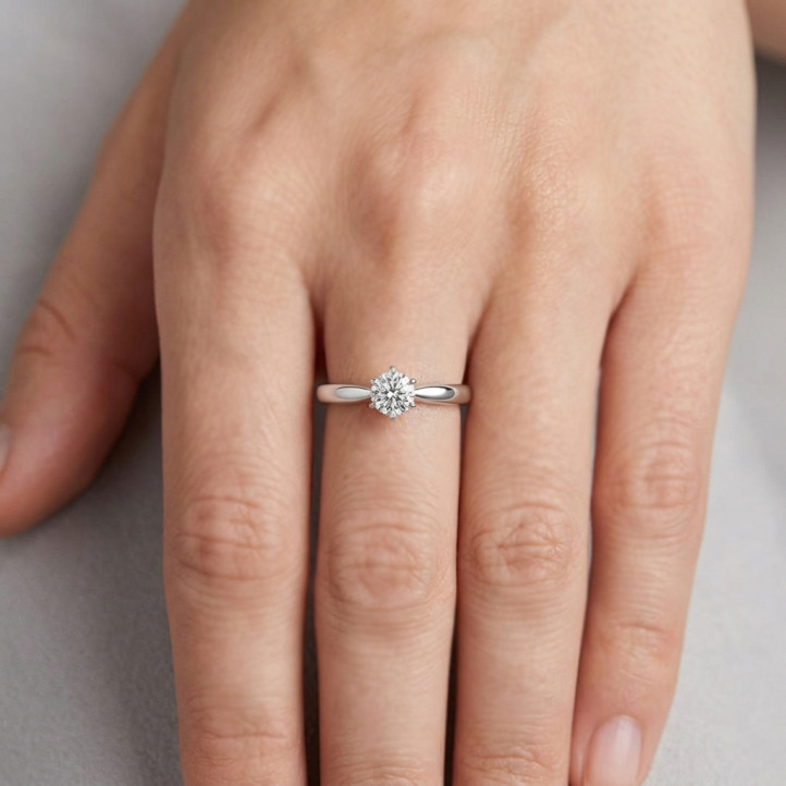 1.00 carat bague solitaire en or blanc avec diamant de laboratoire rond