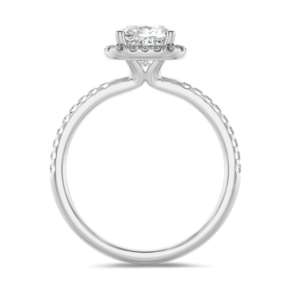 求婚鑽戒 - 1.50克拉Halo光環枕形切工圍鑲培育單鑽白金戒指