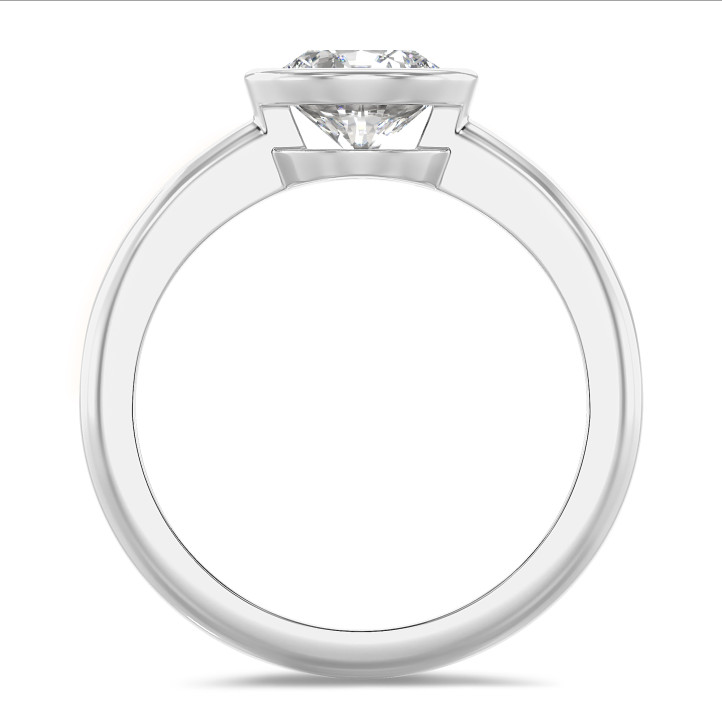 1.50克拉圓形白金培育單鑽戒指