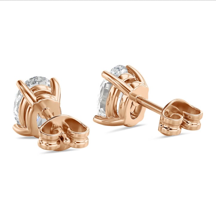 2.00克拉玫瑰金椭圓形培育鑽石耳釘