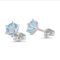3.00克拉白金蓝色圓形培育鑽石耳釘