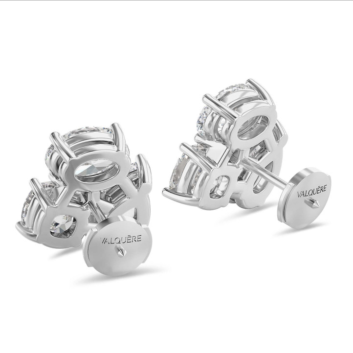 6.00克拉白金三培育鑽耳釘
